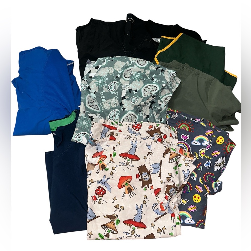 Bundle of 9 Size Medium Scrub Tops